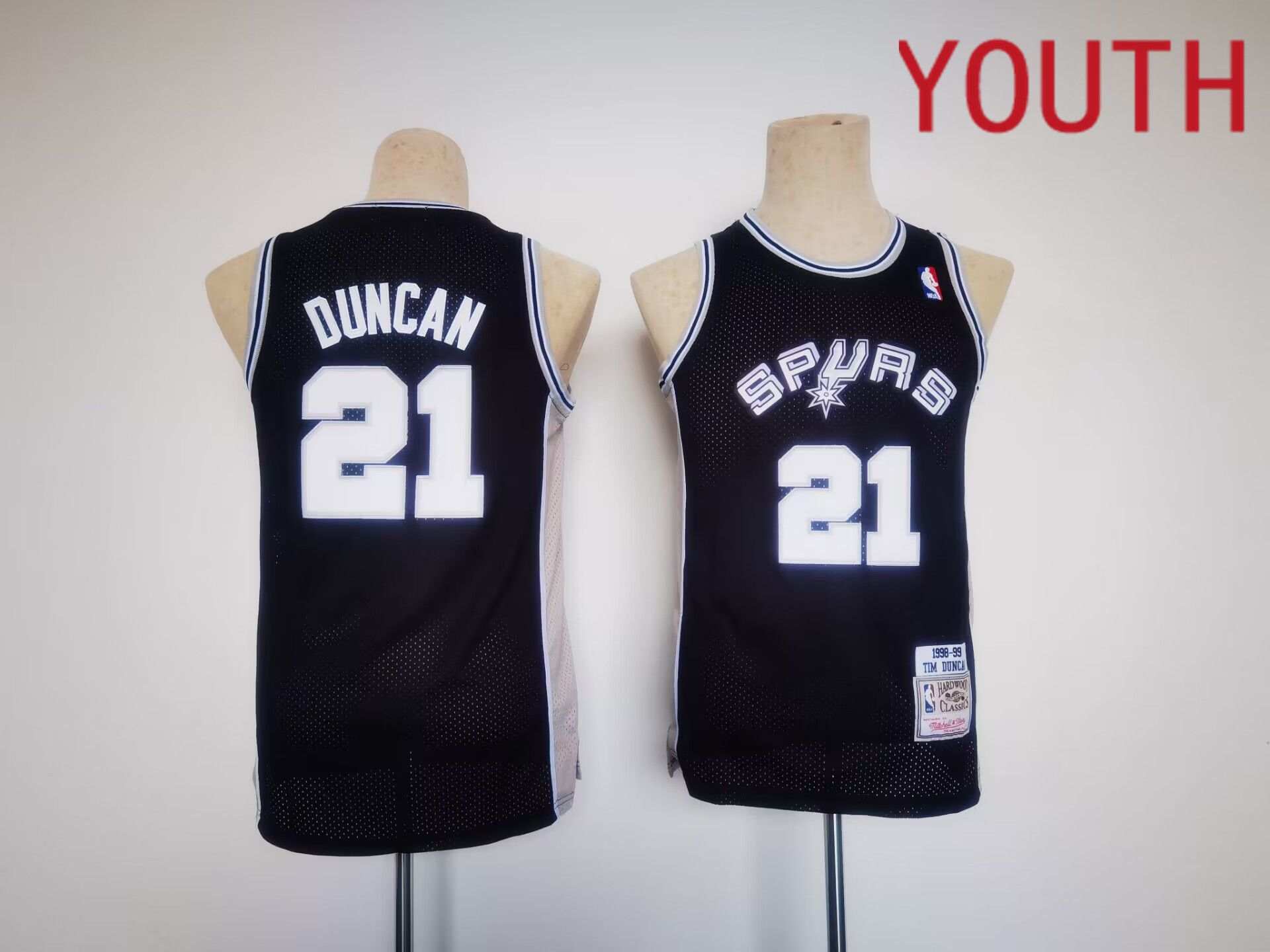 Youth San Antonio Spurs #21 Duncan Black Throwback 2023 NBA Jersey